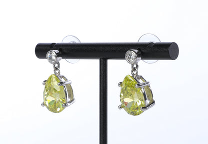 Erwin Pearl Sterling Silver Yellow Green Sapphire Pear Cut Teardrop Earrings