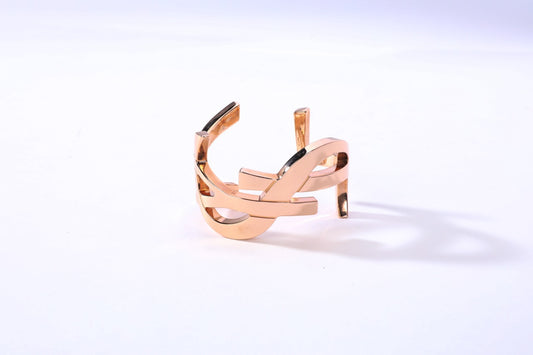 Saint Laurent Rose Gold Signature YSL Monogram Cuff Bracelet