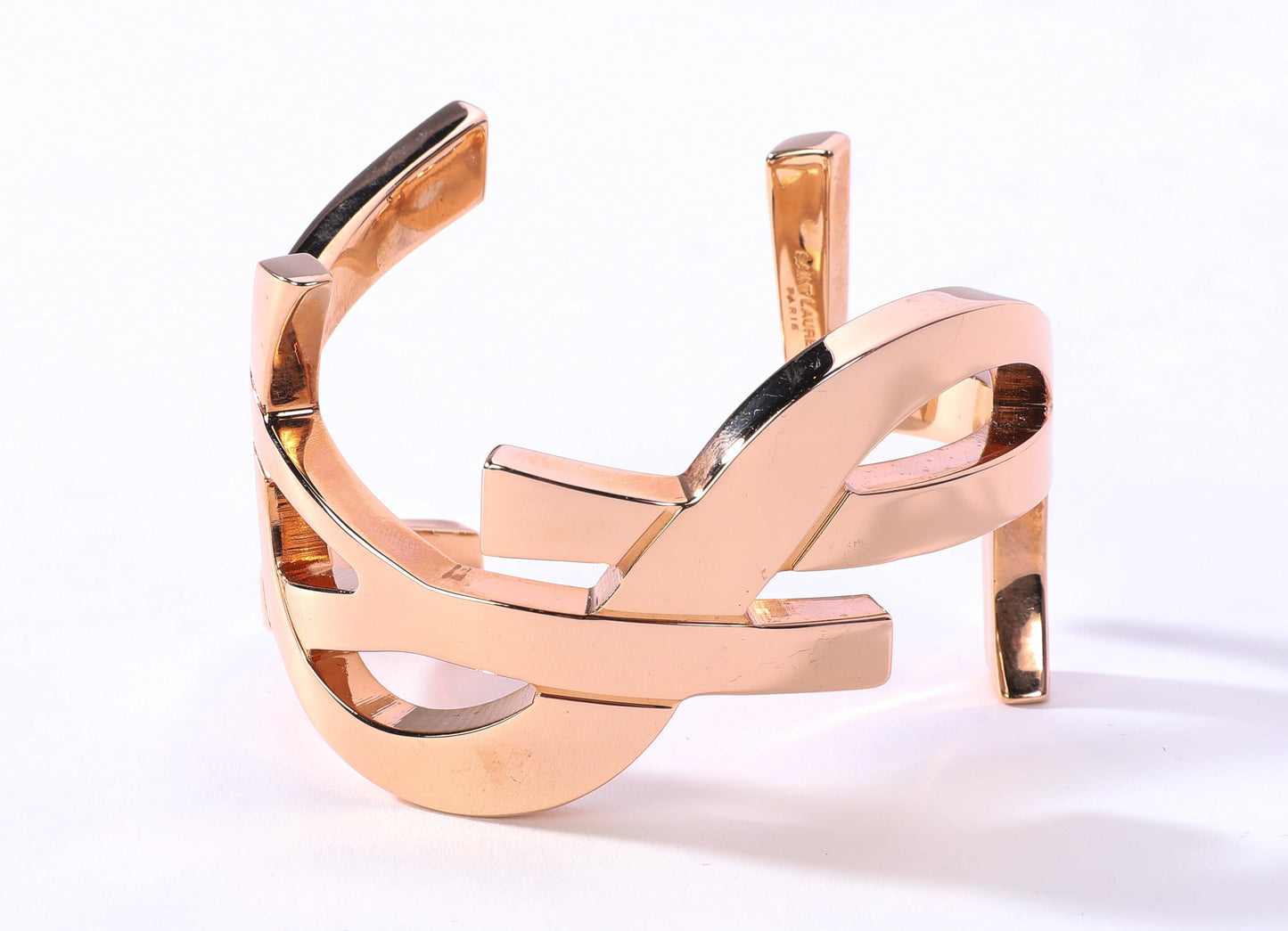 Saint Laurent Rose Gold Signature YSL Monogram Cuff Bracelet