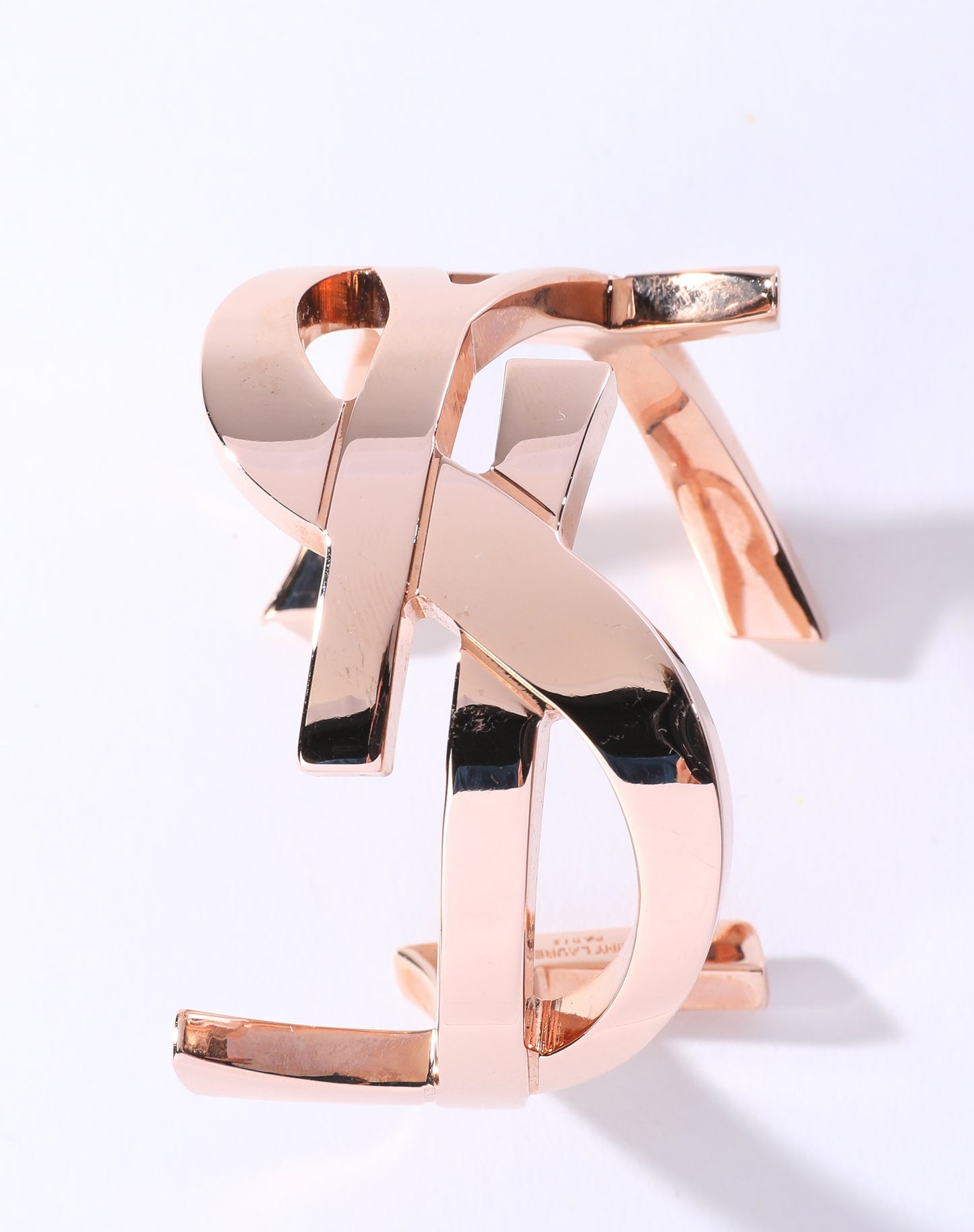 Saint Laurent Rose Gold Signature YSL Monogram Cuff Bracelet