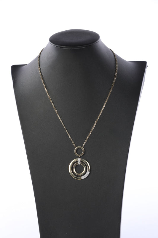 14K Yellow Gold & Rhodium-Plated 14k White Gold Circles with 0.29 Carats of Diamonds Lavalier Pendant Necklace