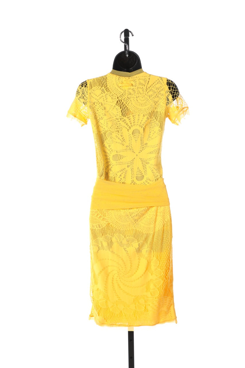 Jean Paul Gaultier Yellow Mesh Short-Sleeve Shirt NWT (Part of Set)