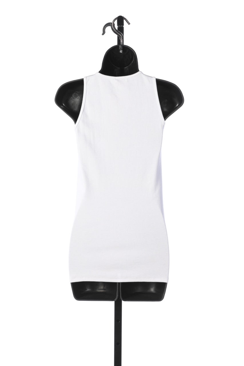 Brunello Cucinelli White Crew-Neck Sleeveless Tank w/ Silver Stones