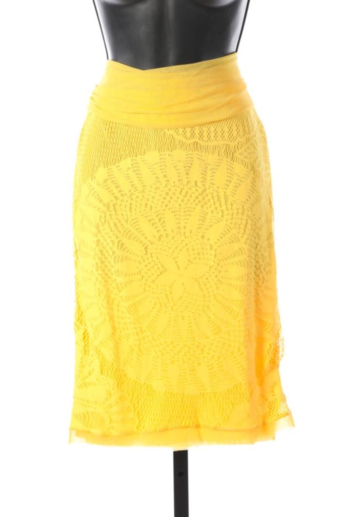 Jean Paul Gaultier Yellow Mesh Knee-Length Skirt NWT (Part of Set)