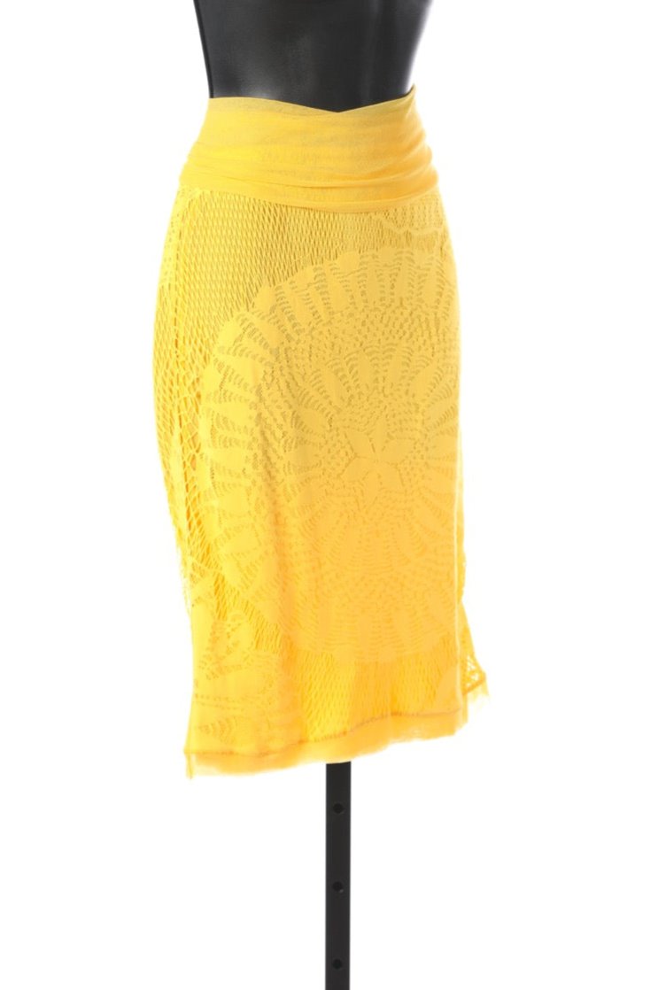 Jean Paul Gaultier Yellow Mesh Knee-Length Skirt NWT (Part of Set)