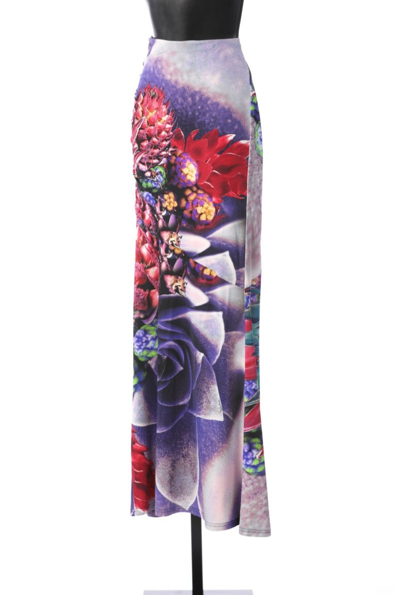 Roberto Cavalli Purple Blue & Red Floral Maxi Skirt (Part of Set)