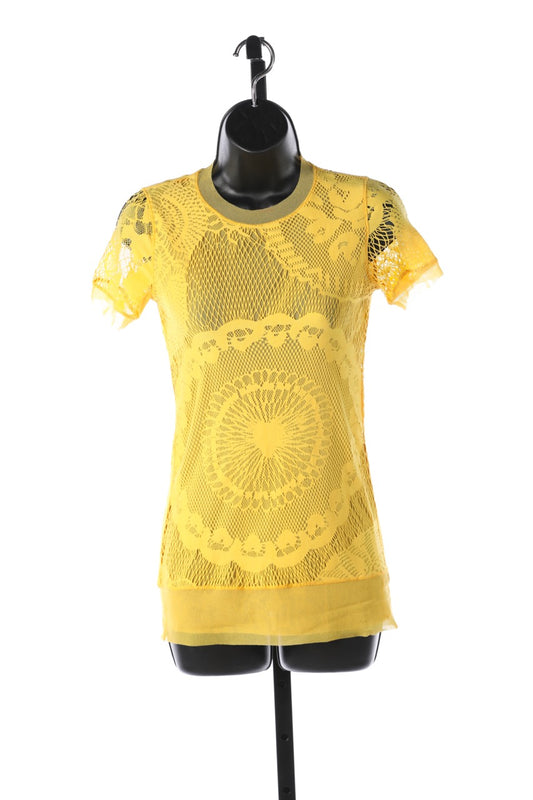 Jean Paul Gaultier Yellow Mesh Short-Sleeve Shirt NWT (Part of Set)