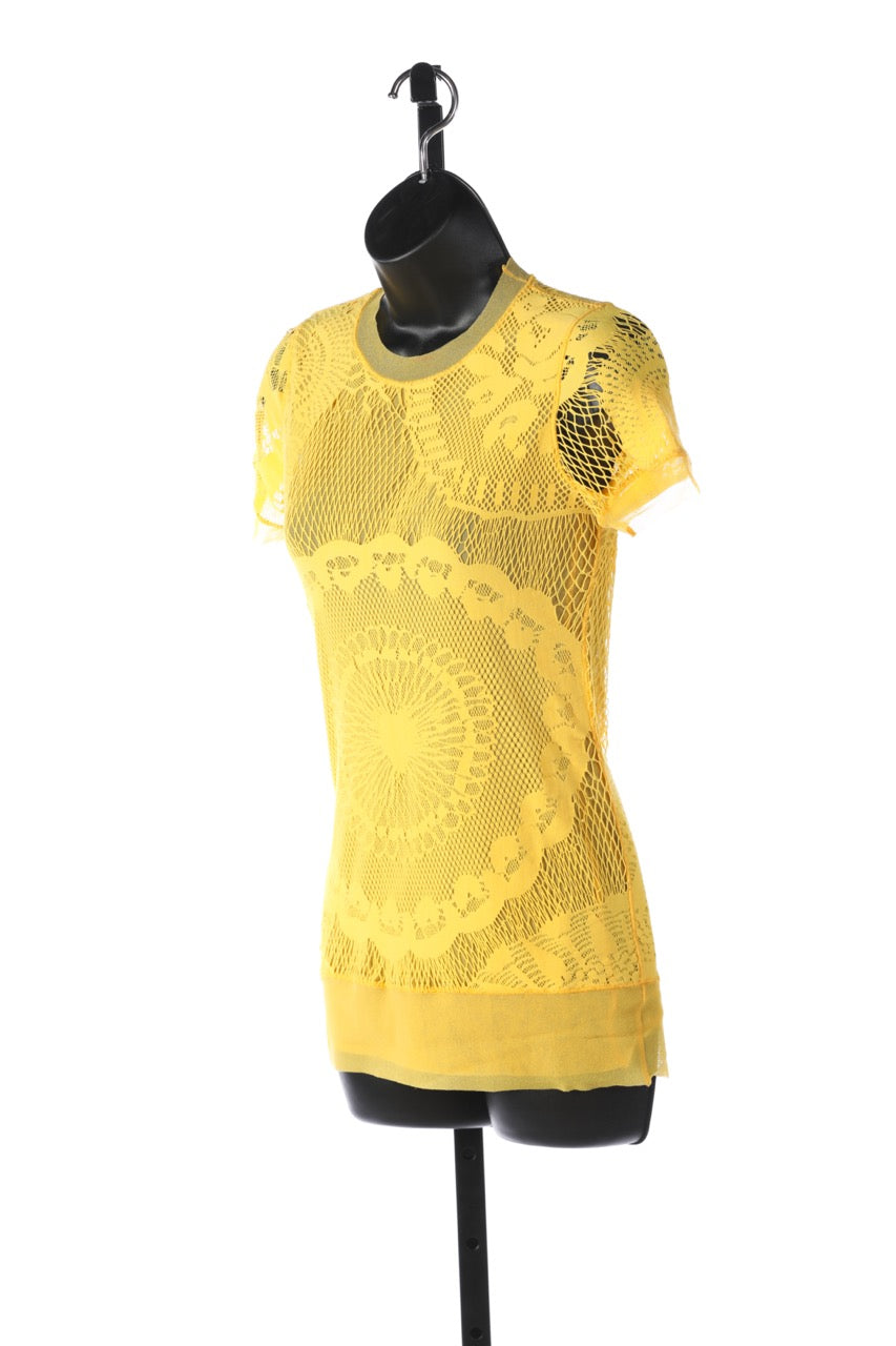 Jean Paul Gaultier Yellow Mesh Short-Sleeve Shirt NWT (Part of Set)