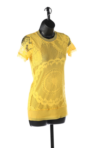 Jean Paul Gaultier Yellow Mesh Short-Sleeve Shirt NWT (Part of Set)