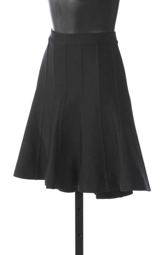 Herve Leger "Sabine" Black Skater Skirt w Vertical Paneling NWT