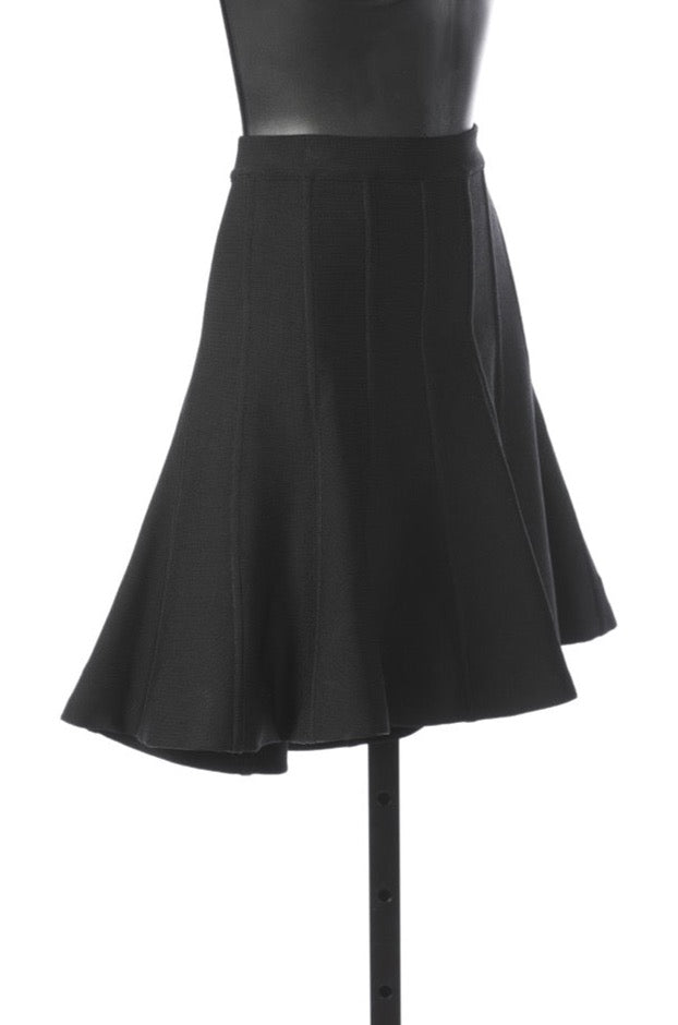 Herve Leger "Sabine" Black Skater Skirt w Vertical Paneling NWT