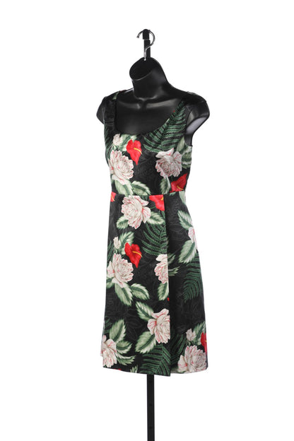 Gucci "Hawaiian Dream" Black w/ Red, White & Green Floral Pattern Dress NWT