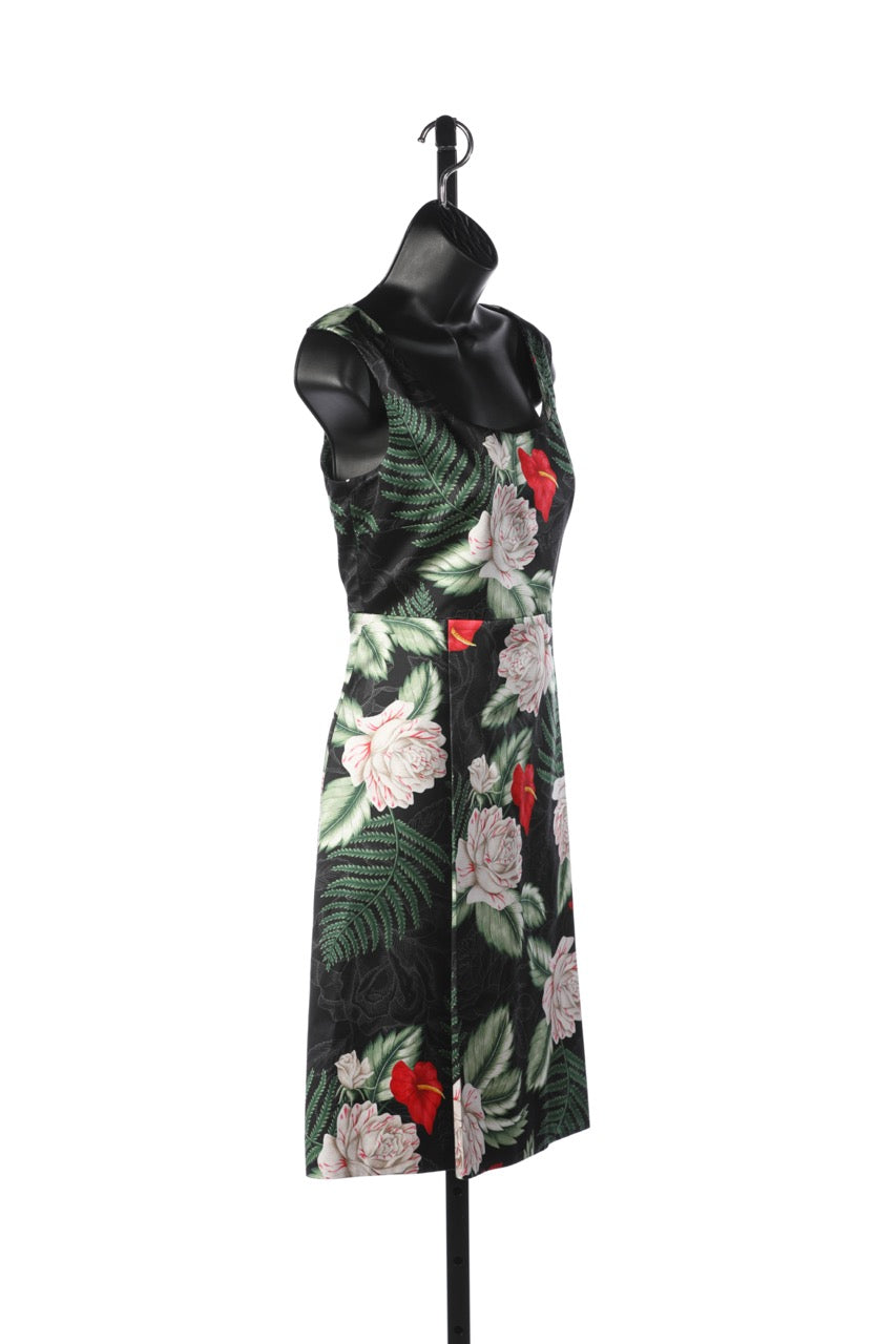 Gucci "Hawaiian Dream" Black w/ Red, White & Green Floral Pattern Dress NWT