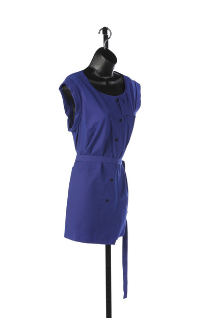 Lafayette 148 Blue Cap Sleeve Button Up w Ruffle Detail Wrap Blouse