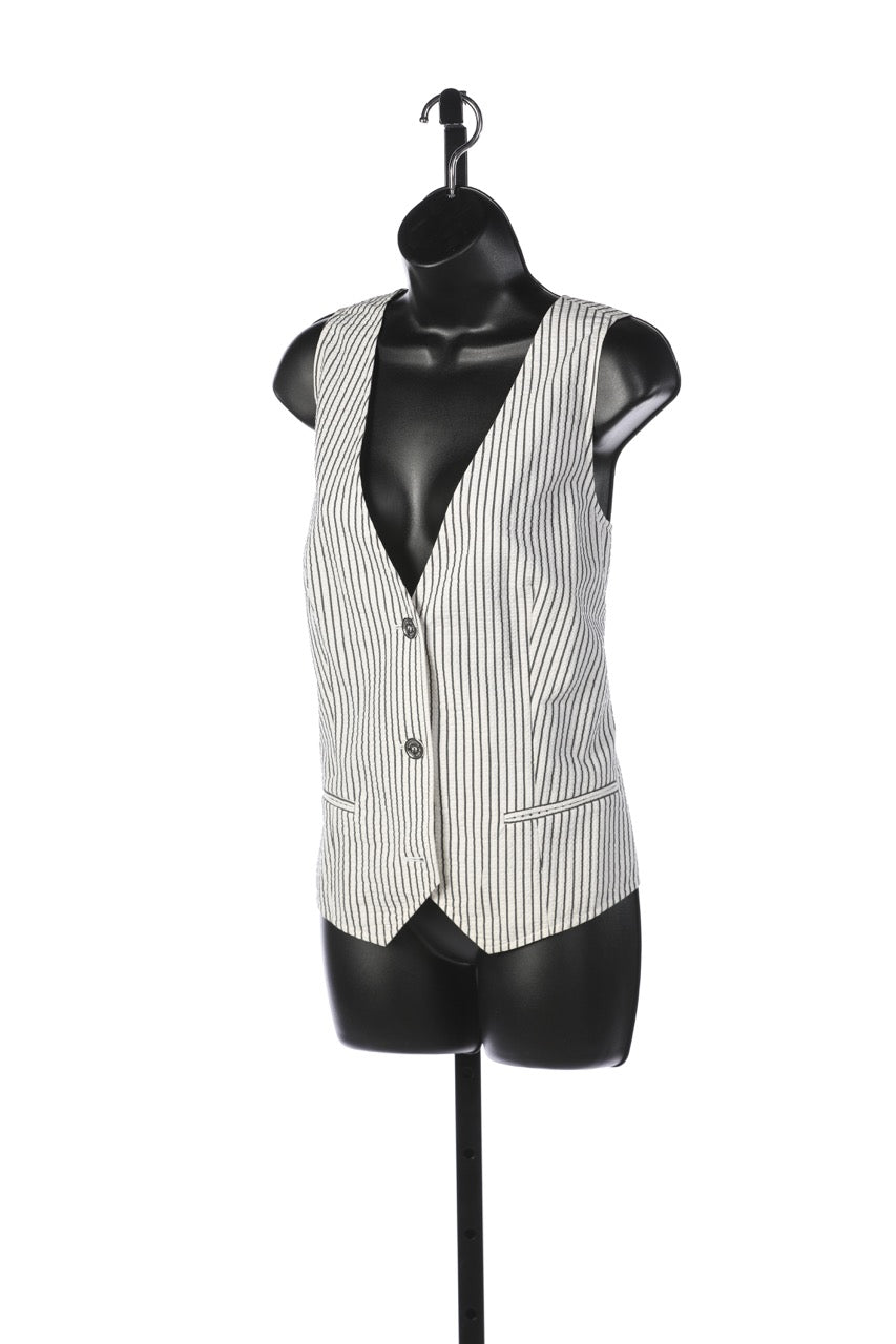 Lafayette 148 White & Blue Pinstripe Vest