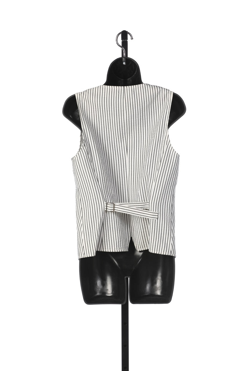 Lafayette 148 White & Blue Pinstripe Vest