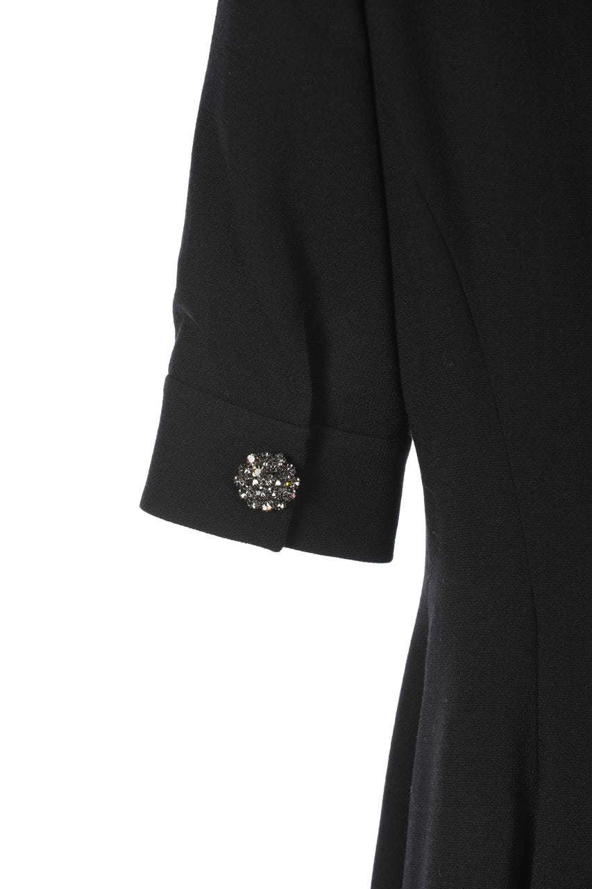 Dolce & Gabbana Black Crew-Neck Half-Sleeve Knee-Length Dress w Rhinestone Cluster on Elbows NWT