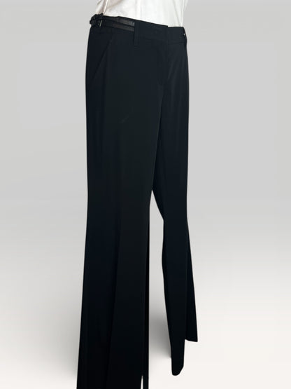 Prada Black Straight Leg Double Belt Flare Trousers