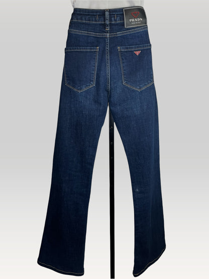 Prada Dark Wash High-Waist Boutcut Jeans