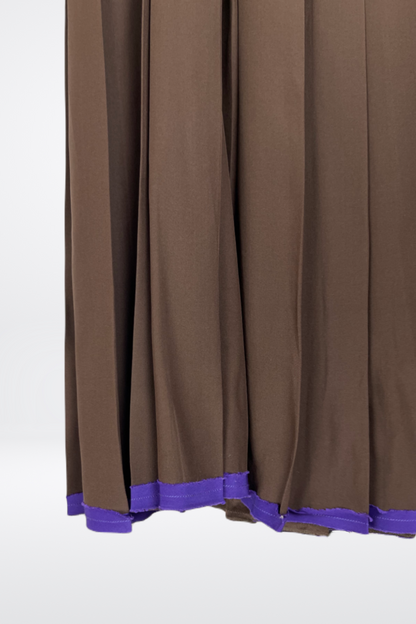 Prada Pleated Silk Skirt with Purple Trim
