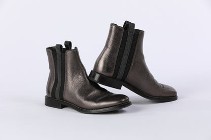 (O) Brunello Cucinelli Ankle High Rhinestone Detail Boot - Comes w Box
