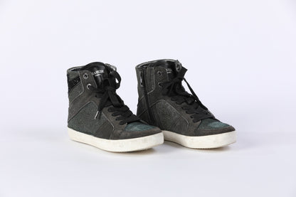 (G) Zadig & Voltaire Leather & Textiles Sparkly High Top Sneakers