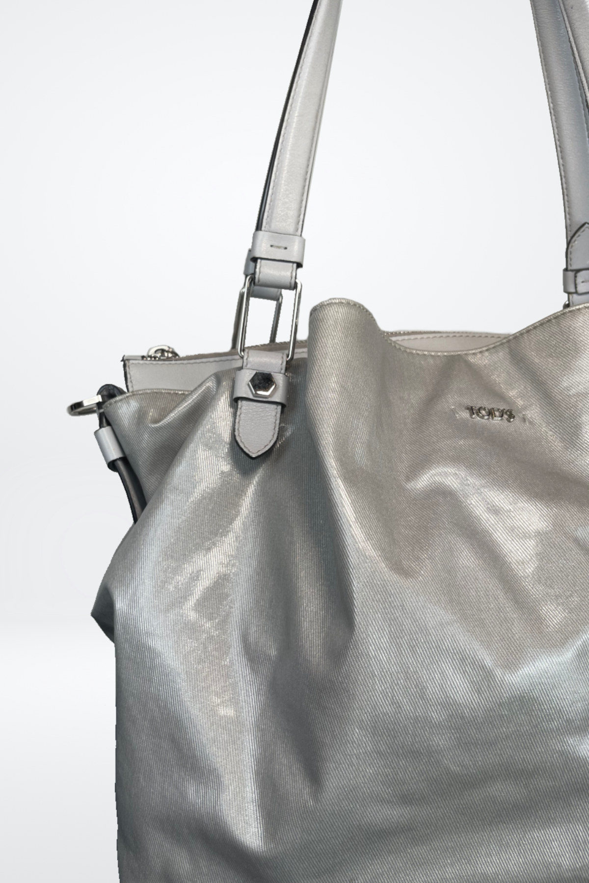 Tod's Nylon Pewter Multi-Pocket Shoulder Bag