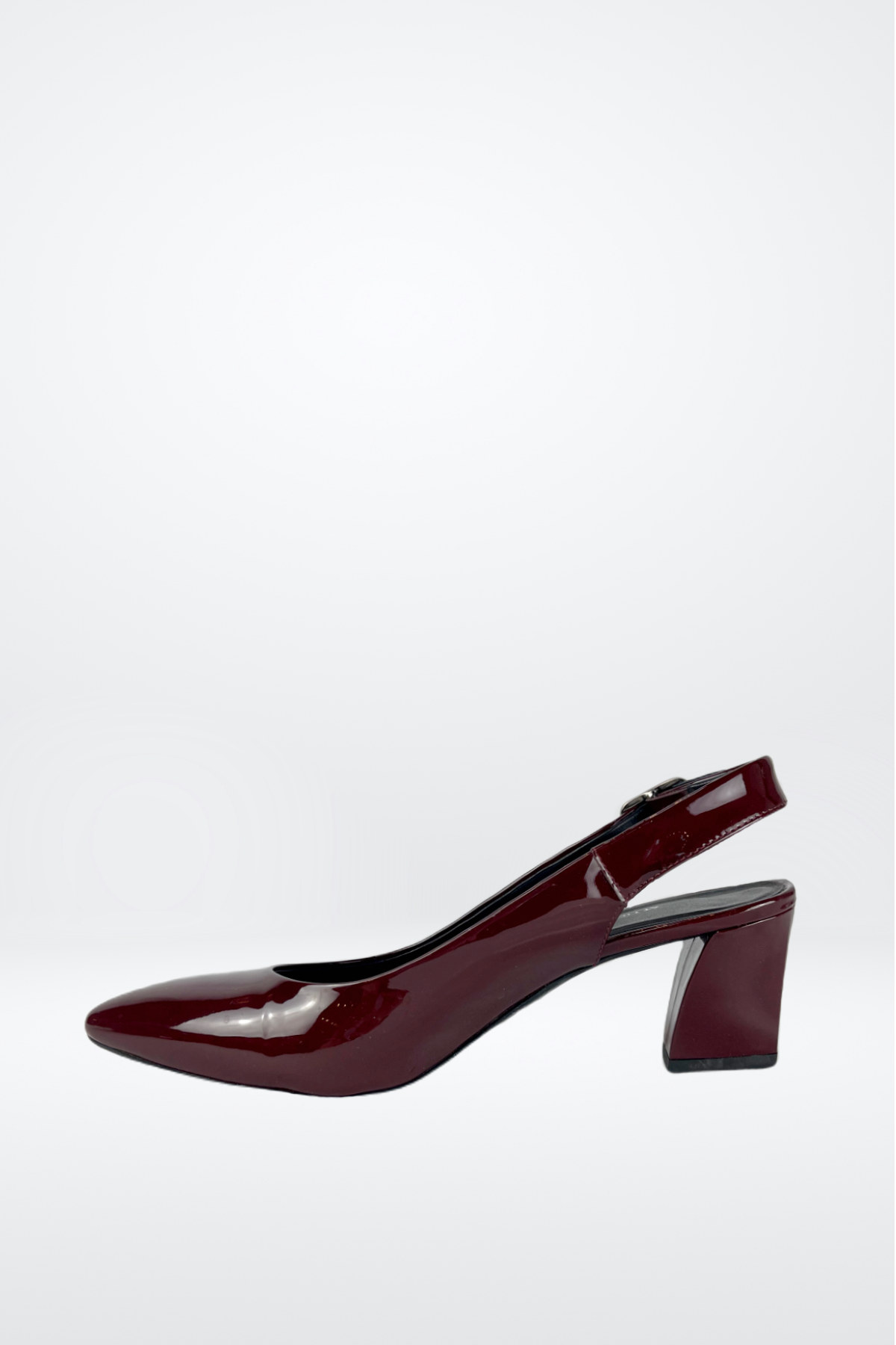 AGL Red Wine Leather Pointed Toe Buckle Ankle Pumps