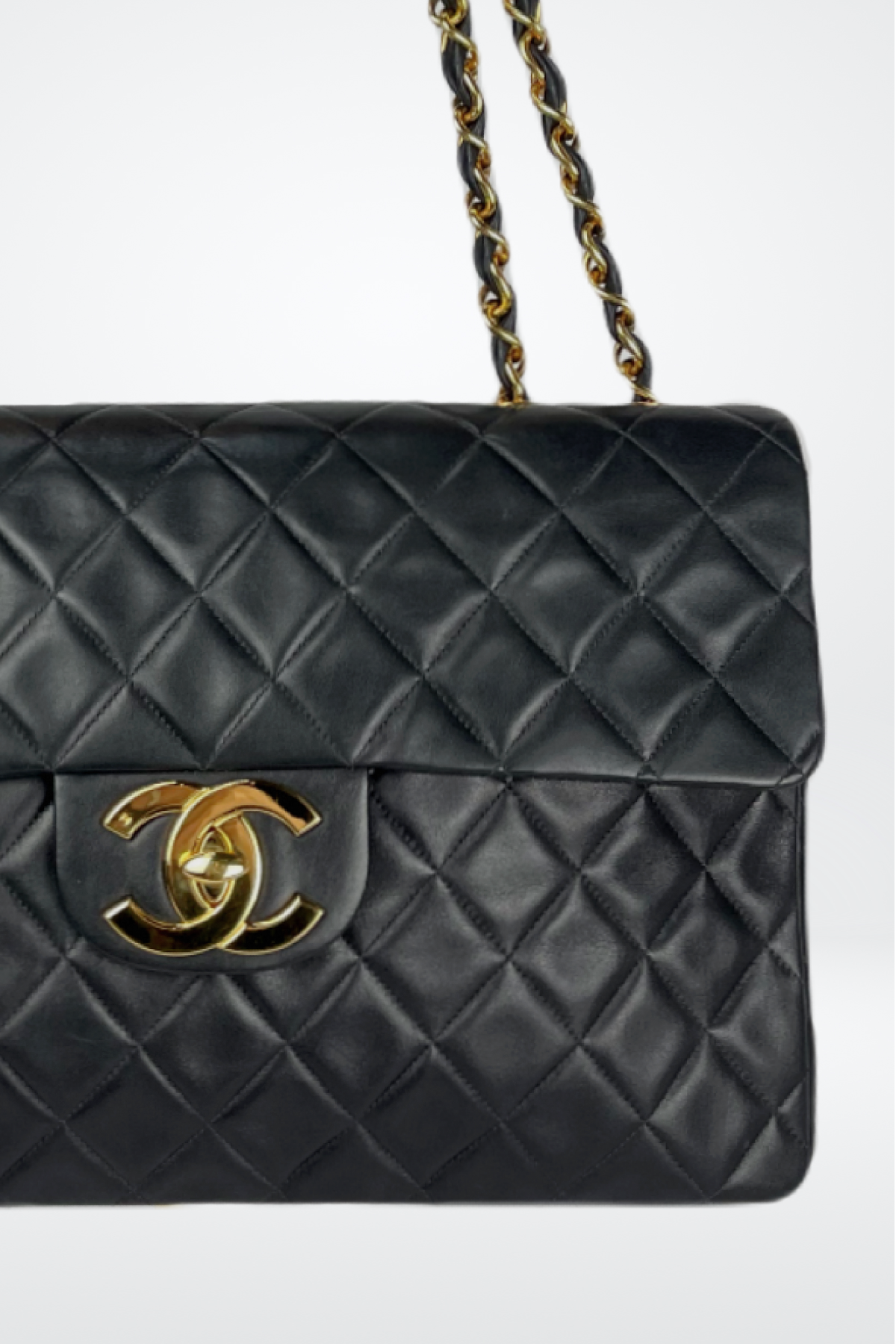 Chanel "Maxi Classic Double Flap Bag" Black w Gold Hardware