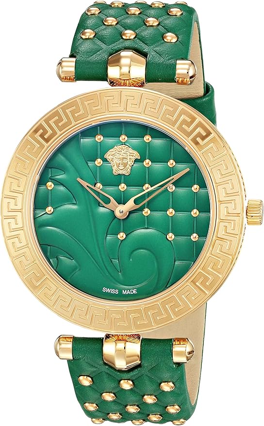 Versace Women's Gold & Green 'Vanitas' Swiss Quartz Stainless Steel & Leather Strap Watch - Model: VK7260015
