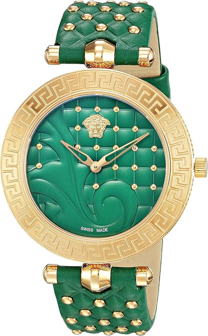 Versace Women's Gold & Green 'Vanitas' Swiss Quartz Stainless Steel & Leather Strap Watch - Model: VK7260015