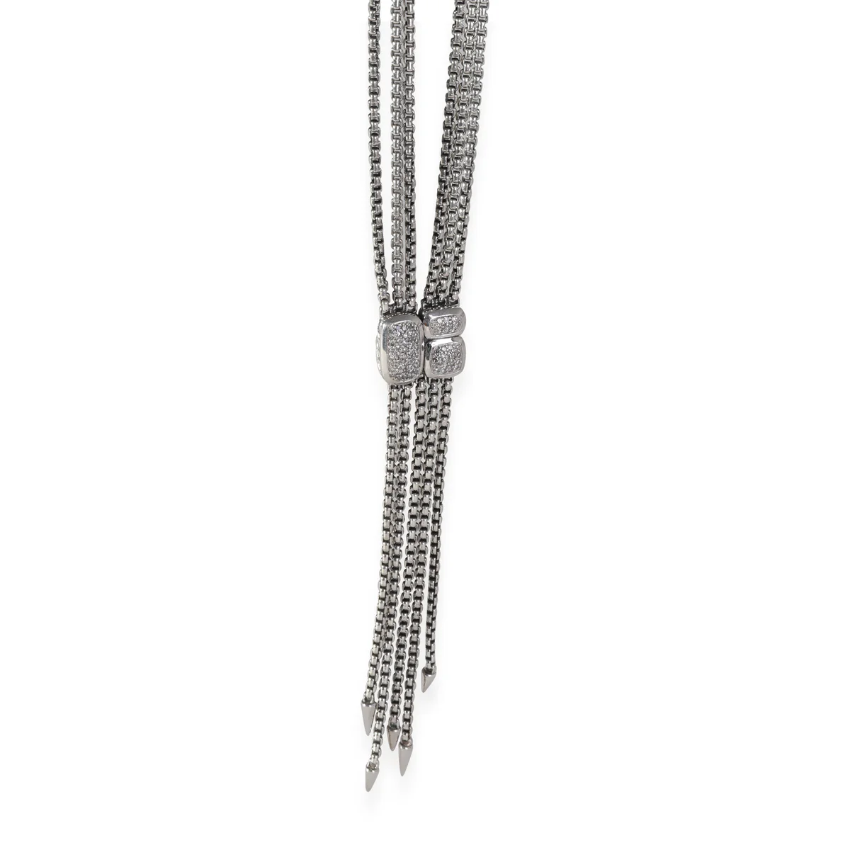 David Yurman Sterling Silver & Pave Diamond Cluster "Confetti" Lavalier Lariat Tassel Necklace