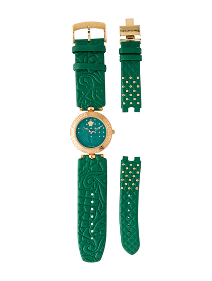 Versace Women's Gold & Green 'Vanitas' Swiss Quartz Stainless Steel & Leather Strap Watch - Model: VK7260015