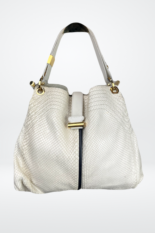 Jimmy Choo Python Leather Trimmed Tote