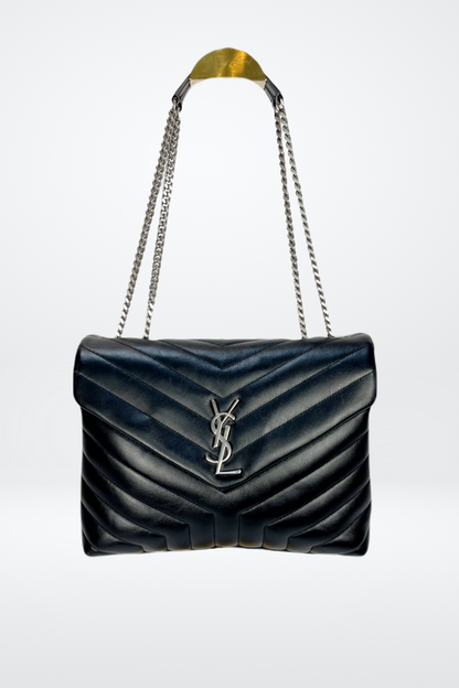 Saint Laurent Medium Loulou in Quilted Leather w Silver Hardware