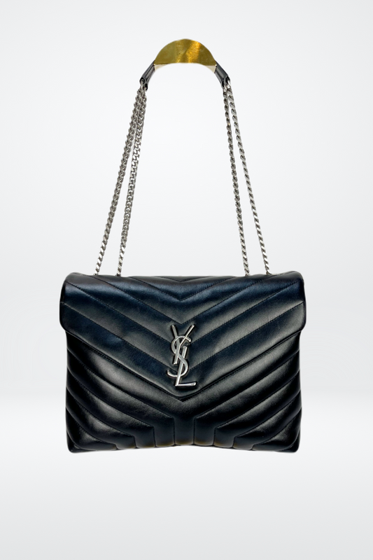Saint Laurent Medium Loulou in Quilted Leather w Silver Hardware