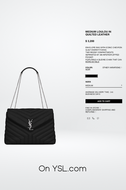 Saint Laurent Medium Loulou in Quilted Leather w Silver Hardware